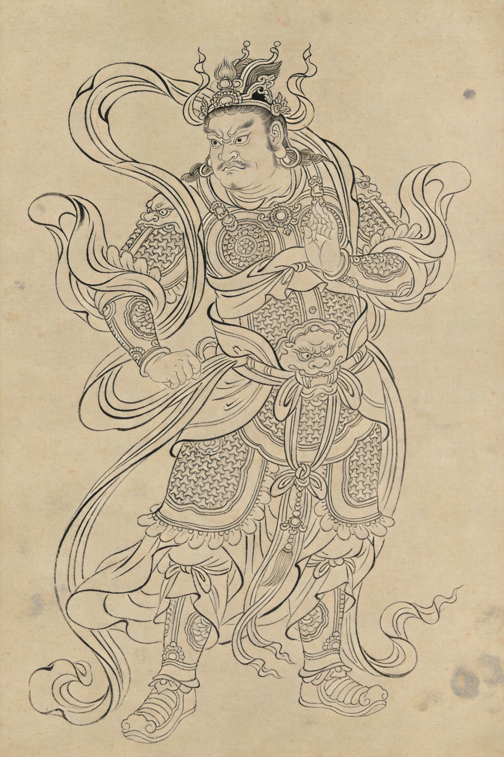 古画天王像